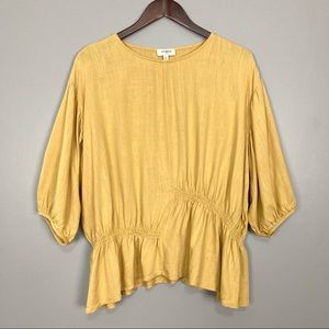 Umgee Lagenlook Linen Blend Blouse Puff Sleeves